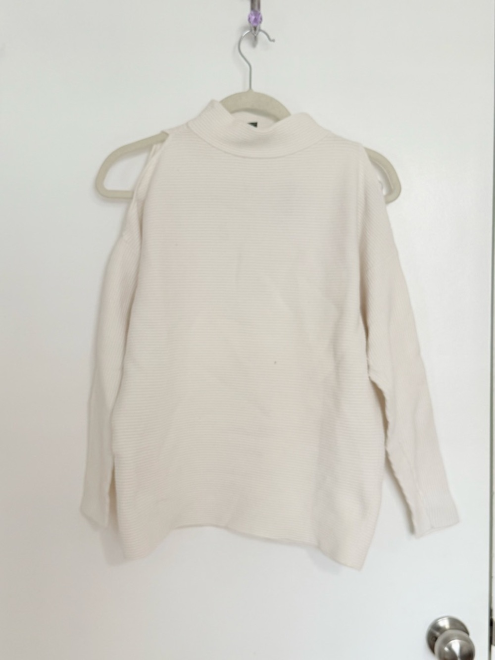 Cream Cold-Shoulder Sweater